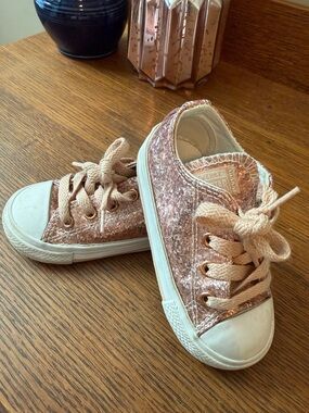 Converse Kids Rose Gold Glitter Low-Top Sneakers